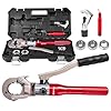 Propress Tool, Hydraulic Pipe Crimping Tool with 1/2, 3/4, 1 Inch Jaw for Copper Tube Press Crimper Pressing Pliers, Pipe Cutter and Deburring Kit