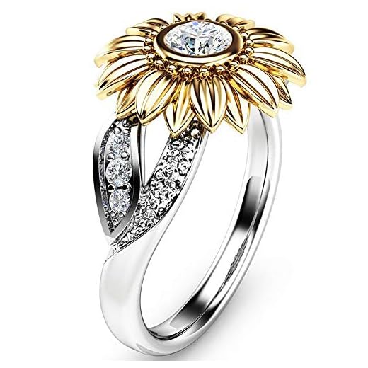 Jude Jewelers Retro Vintage Sun Flower Floral Cocktail Party Statement Anniversary Ring (Clear, 9)