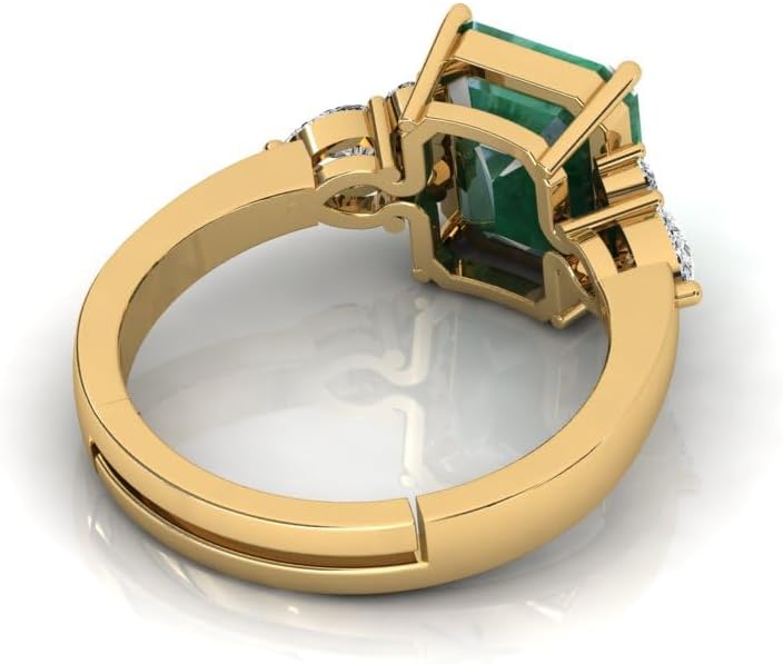 7.00 Carat Unique Natural Emerald Gemstone Promise Gold Plated Ring For Birthday Present For - Image 4