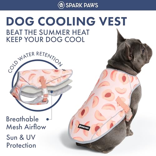 Image of Spark Paws Dog Cooling Vest - SPF 50 UV Sun Protection - Summer Heat Relief Gear for Dogs, Lightweight, Evaporative Cooling - Dog Anxiety Relief Vest During Hot Days - Peaches - Size XL