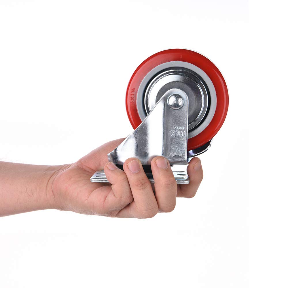 VEVOR Caster Wheels 3-inch Swivel Plate Casters Set Of 4 With Security A/B Locking No Noise PVC 8 thumbnail image