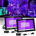 T-SUN 2 Pack 60W Black Lights Outdoor, Blacklight Flood Light with US Plug and Switch, IP66 Waterproof Black Lights for Glow Party, Glow in The Dark, Body Paint Fluorescent Poster Halloween