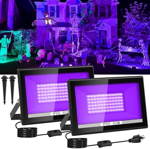 T-SUN LED Black Light Flood Lights, 60W Blacklights for Glow Party ...
