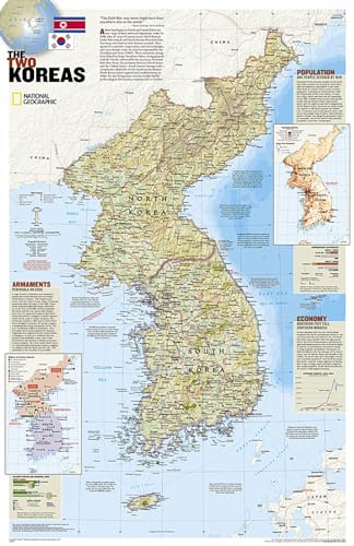 North Korea, South Korea, The Forgotten War: 2 sided [Tubed] (National Geographic Reference Map)
