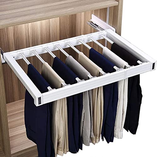 Adjustable 45-120cm Space-Saving Pull-Out Trouser Hanger Rack, Retractable Closet Organizer, Sliding Rail for Pants, Ideal for Home Storage Solutions