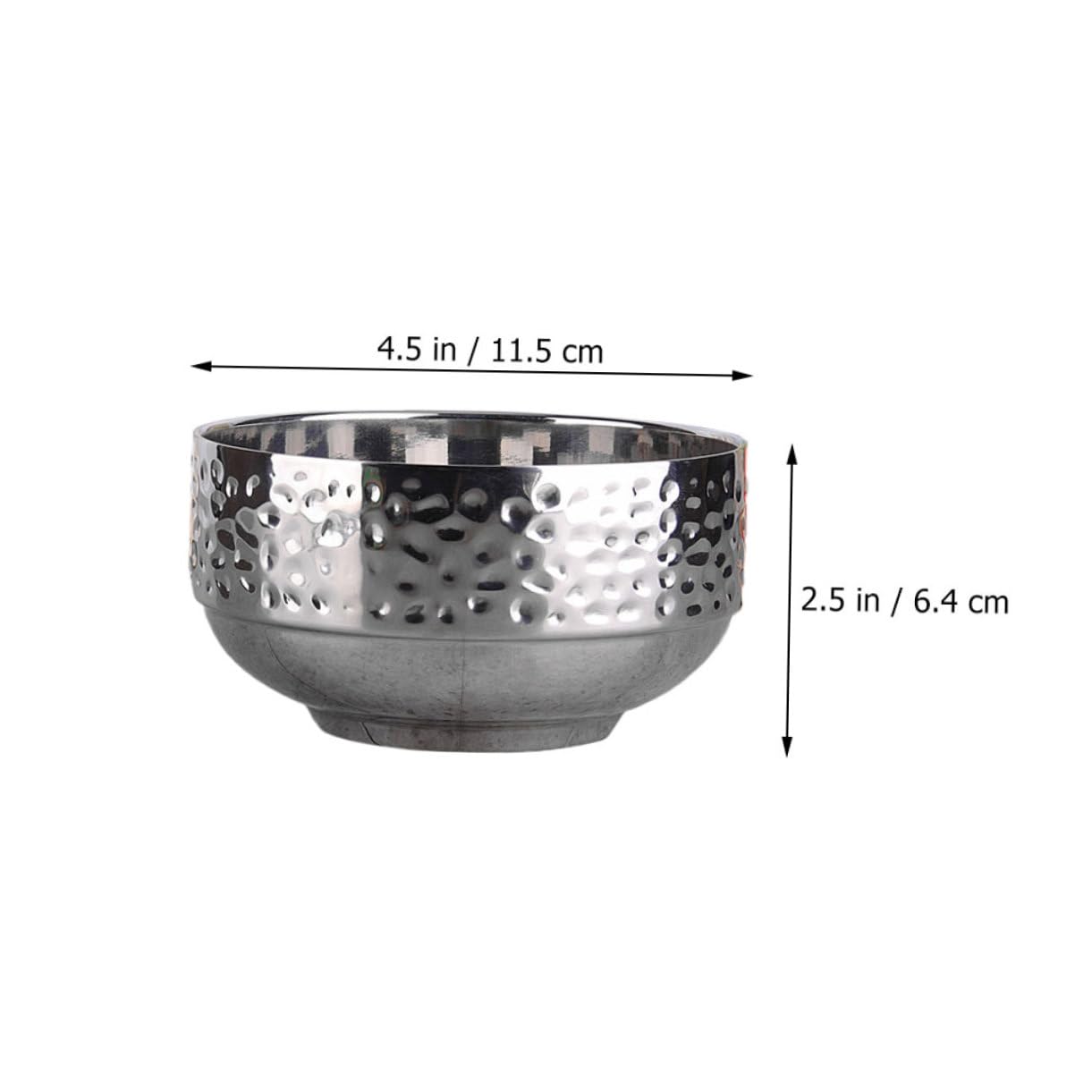 PRETYZOOM Stainless Steel Mixed Rice Bowl Hammered Design Soup and Noodle Bowl for Kitchen Use Easy to Clean for Serving Rice Noodles and Soups