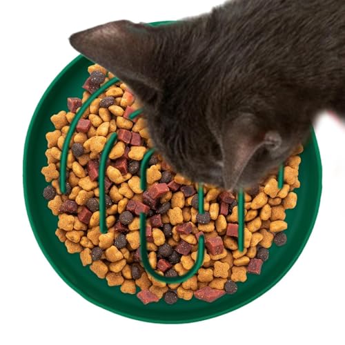 Gamelle Anti-Glouton pour Chat,Plat Rond en Silicone Antidérapant | Gamelle Lente pour Croquettes Chatons - pour Petites Races Salon Chambre Balcon Viande de...