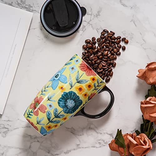 Topadorn Ceramic Travel Mug with Lid Coffee Mug with Gift Box Latte Mug Coffee Cup, 17oz Large Capacity Mug Home Office Gift - Image 3
