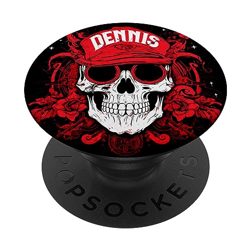 Items Personalized Skull with Dennis Name PopSockets Swappable PopGrip, Black