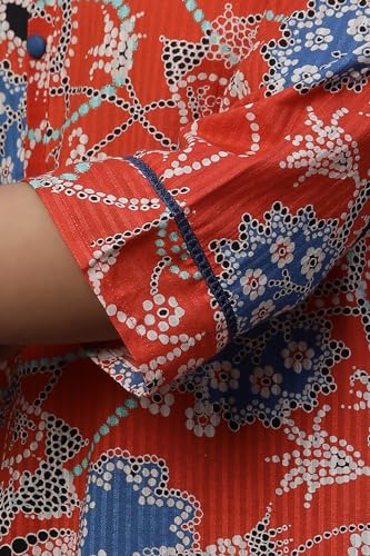 Image of Aurelia Women's Cotton Straight Fit Floral Print Straight Kurti