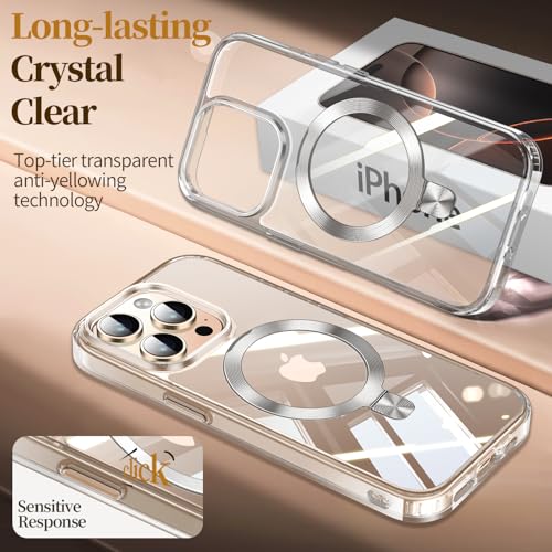 Image of ESTPEAK CD Mag-Stand Case for iPhone 12 Pro Max Case with Invisible Magnetic Ring, [Compatible with MagSafe] [Never Yellowing] Top Clear Phone Case Cover for iPhone 12 Promax 6.7 inch, Clear