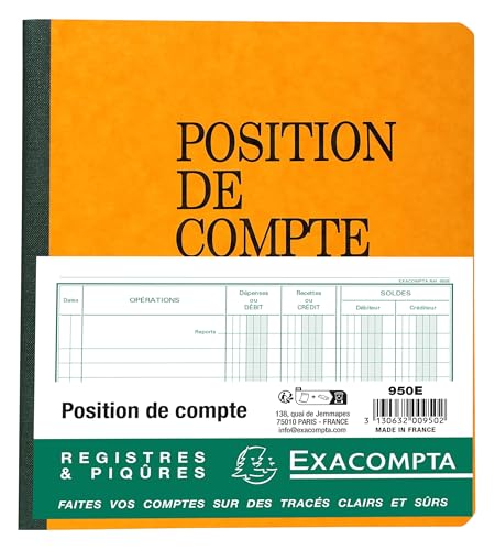 Exacompta - Réf. 950E - 1 Piqûre position de compte - Numérotée - Format vertical - Dimensions extérieures : 21 x 19 cm - 80 pages - Couleurs aléatoires...
