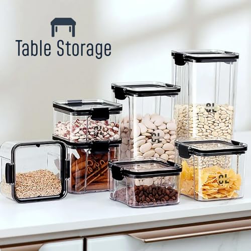 Image of Lock Container Plastic Jar Set of 6 (500 Ml Each) | Airtight Lock Mechanism Kitchen Storage Containers | BPA Free Food Grade Organizer Boxes for Tea, Coffee, Sugar, Dry Fruits