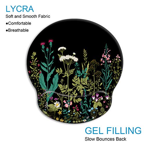 Idonzon Ergonomic Mouse Pad With Wrist Support Gel [30% Larger], Cute Soft Wrist Rest Pad With Non-Slip Rubber Base, Easy Typing & Pain Relief - Garden Flowers #TOP2