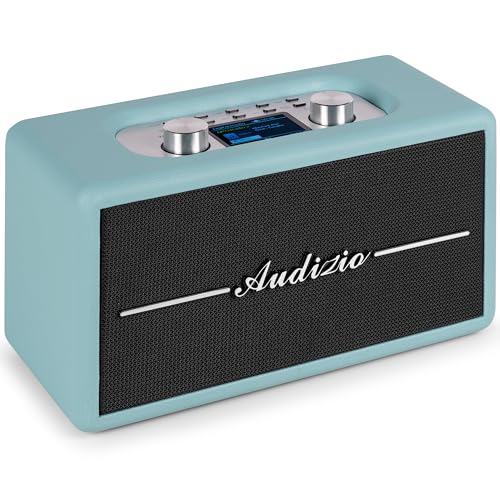 Audizio Tune60 Radio Retro Azul Dab+/FM con Bluetooth 5.0, USB/MicroSD, Pantalla LCD 2,4″, Altavoz bidireccional, Temporizador y Alarma – Estilo Vintage portátil para hogar y Exteriores