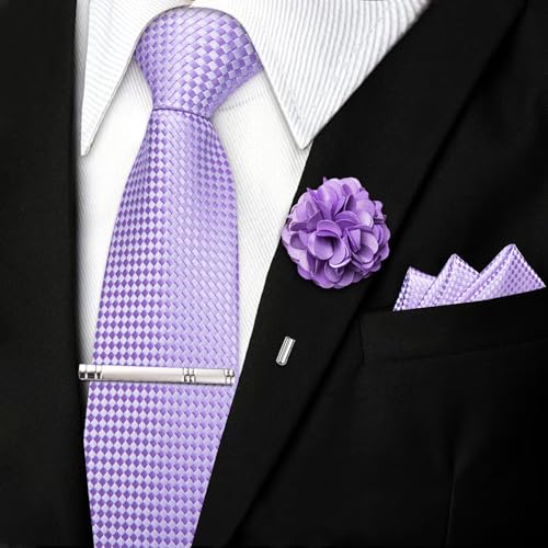 Image of DiBanGu Silk Pre-tied Ties for Men Formal Adjustable Necktie Set | 6PCS,Zipper Tie,Pocket Square,Cufflinks,Tie Clip & Lapel Pin,Wrinkle-Resistant,Premium Gift Box,Formal Business Wedding Party