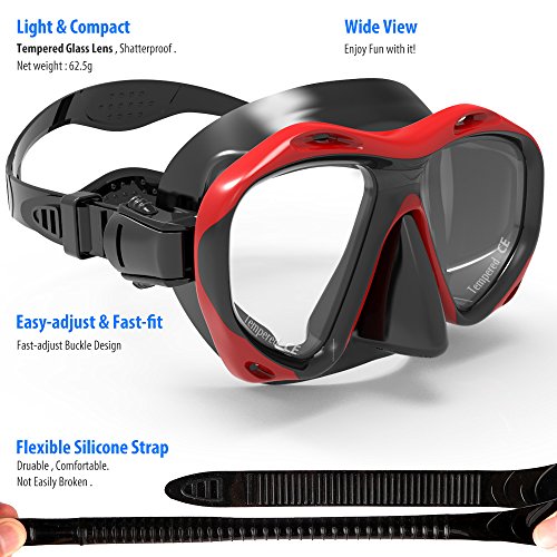 COPOZZ Snorkel Mask Adult – Anti-Fog Scuba Mask with Nose Cover, Tempered Glass Snorkeling Gear for Adults
