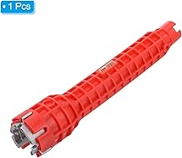 Vista 3 de PATIKIL Instalador de grifo y fregadero, llave multiusos 5 en 1, herramienta de fontanería para inodoro y lavabo, color rojo