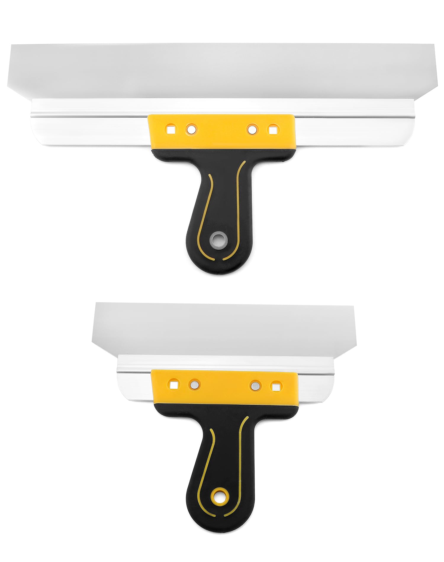 QWORK® Ensemble de Couteau à enduire 250mm + 400 mm, Spatule enduit en acier inoxydable, Poignée ergonomique avec trou de suspensione