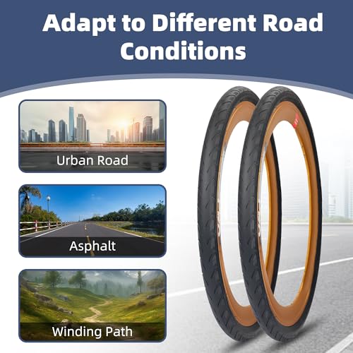 MEGHNA 20 inch Bike Tire Folding Bike Tire 20 x 1 3/8 inch Foldable Tire Replacement Street Tire (37-451mm) for Road Racing Fast Rolling for City Bike Freestyle