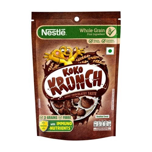 Nestlé Koko Krunch Cereal | Choco Flakes made with Millet Jowar | Contains Immuno-Nutrients, 350g, Packet