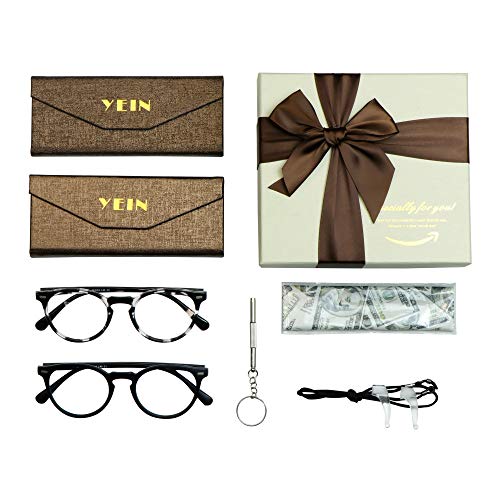 Image of YEIN 2 Pairs Of Bifocal Reading Glasses, Photochromic Gray Sunglasses, for Women /Men（Navy+Black&White,0.00 /+1.25 Magnification）
