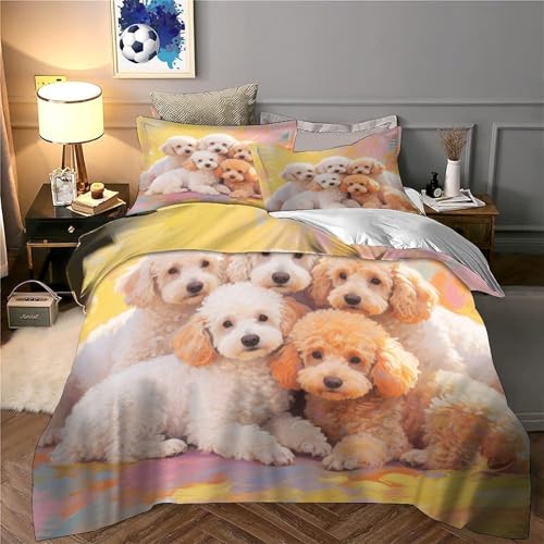 Housse de couette caniche 140x200 parure de lit microfibre douce - 6