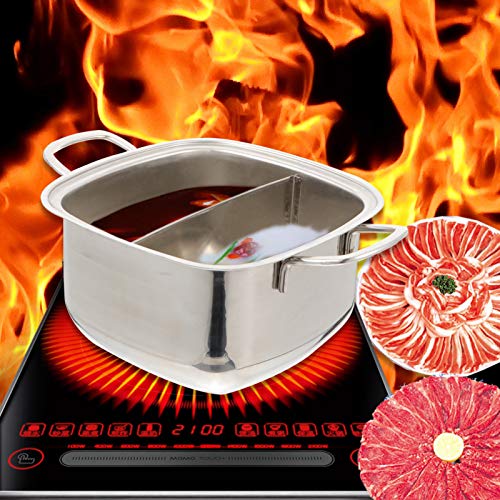 Cabilock Panela de aço inoxidável Shabu Shabu Hot Pot Yuanyang para fogão a gás