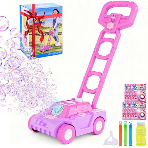 Bttyu Bubble Lawn Mower for Toddlers,Outdoor Bubble Machine with Push & Pretend Play,Plug in or Battery Operated Bubble Mower for Boys & Girls,Ideal Easter, Birthday, Halloween,Christmas