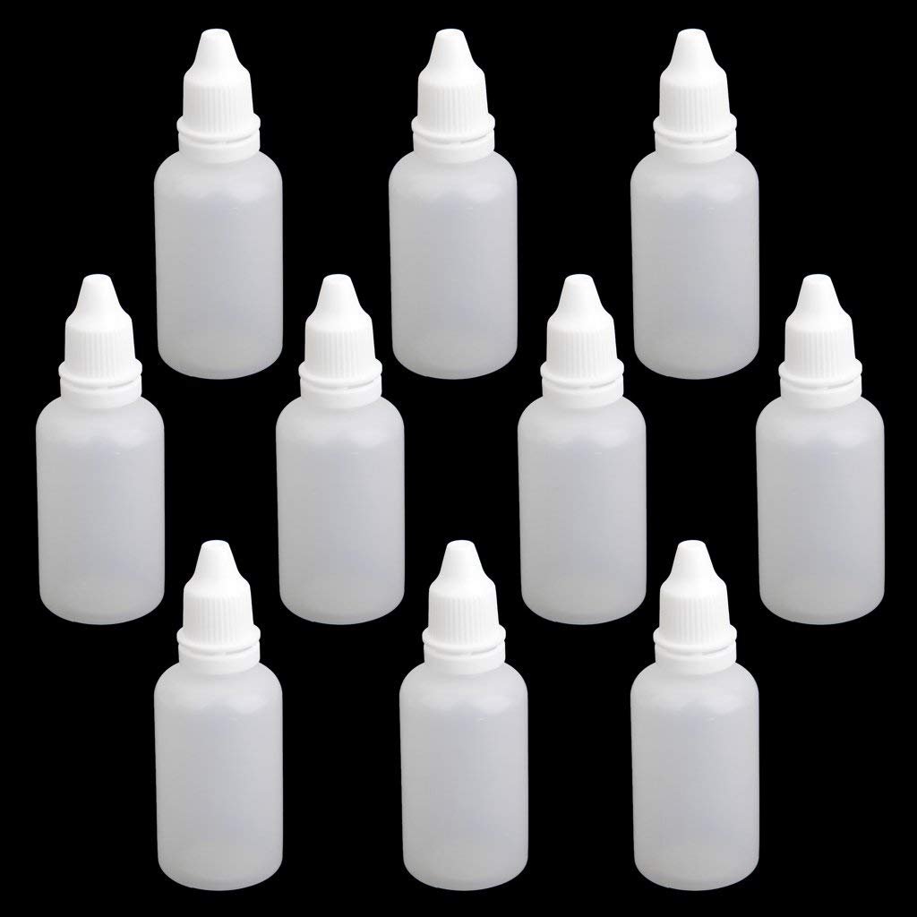 SHAFIRE Empty Plastic Squeezable Liquid Dropper Bottles for Eye Drops, Lab (30ml, White) - Set of 10 1