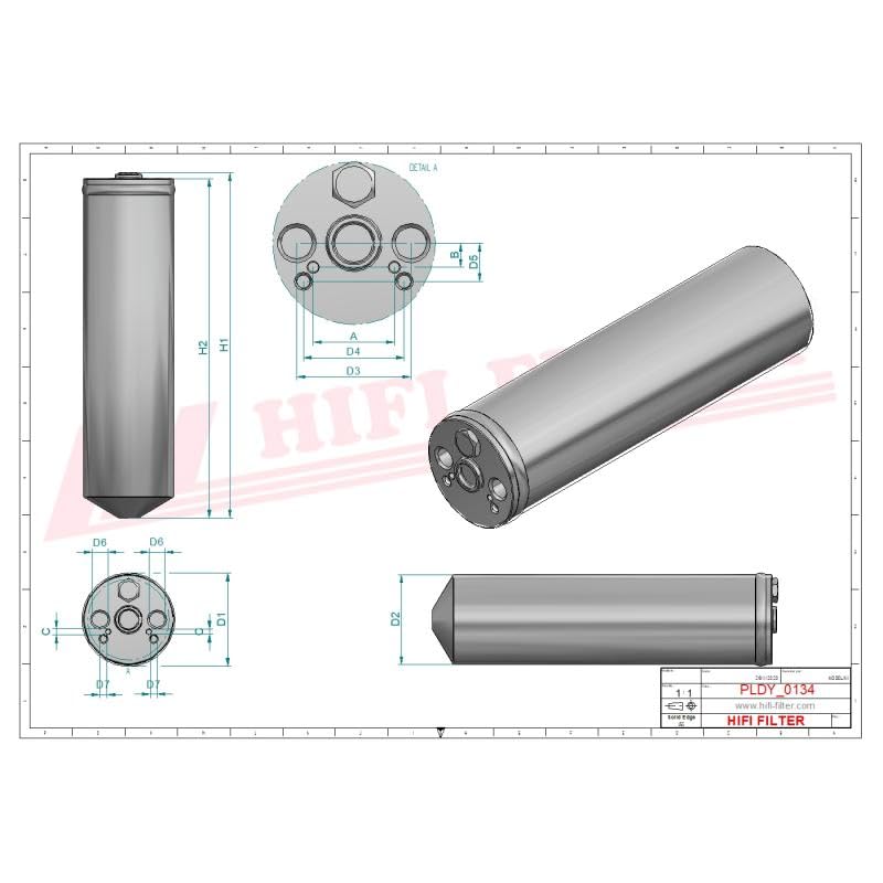 Filtr HIFI DYH 90007 – osuszacz powietrza do klimatyzacji – pasuje do Hitachi ZAXIS ZX 140 W-6, ZX 330-3 LC, ZX 670 LC i wielu innych