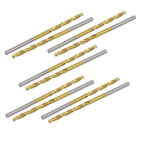 Aexit 2mm Dia Tool holder 49mm Long Titanium Plated 2-Flute Straight drill hole Twist Drill Bit 10pcs Model:10as335qo244