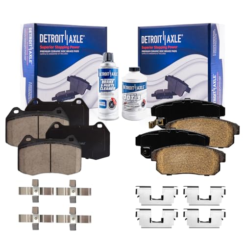 Image of Detroit Axle - Brake Pads for 02-06 Nissan Sentra Front and Rear Ceramic Brake Pads with Hardware 2002 2003 2004 2005 2006 Replacement