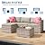 MilleLoom 5-Piece Outdoor Sectional Sofa Set, All-Weather PE Rattan Patio Furniture with Ottoman & Tempered Glass Table, Convertible Garden Couch for Backyard, Porch, Poolside (Gray)