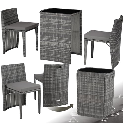 tectake® Ensemble Salon de Jardin encastrable 2 Personnes, Poly Rotin et Aluminium, Ensemble Fauteuil Salon et Table de Jardin, Coussins Inclus, Mobilier de...