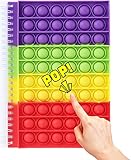 Gecter 8.27'x5.7' Pop Bubble Fidget Sensory Notebook with Scale 50 Sheets Lined Spiral Notebook Fingertip Sensory Toys Boys and Girls Stress Release for School Home College Office (Rainbow)