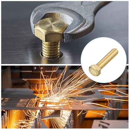 Image of METALLIXITY Hex Head Screw Bolt (3 /8-16x1-3 /16) 2Pcs, Brass Fully Threaded Solid Brass Hex Bolts Machine Screws - for Machinery Repair