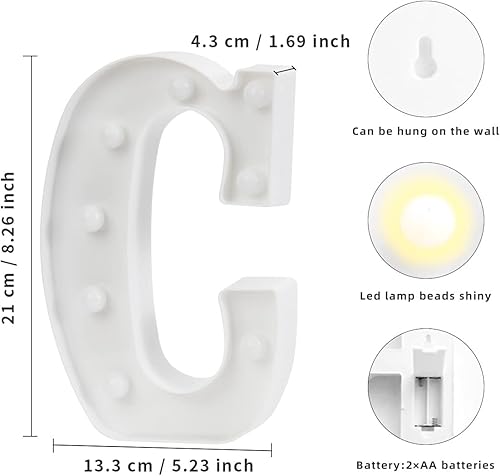 Miniatura 14 de Laerjin Light Up Letters, LED Marquee Letter Lights with Desk Table Lamp, for Party Wedding Decor - Battery Operated Alphabet Initials Lamp - Number