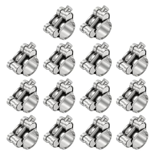 Kozelo 14Pcs 304 Stainless Steel T-Bolt Hose Clamp, Adjustable OD Range 1.7" to 1.9" (44-47mm) Heavy Duty Pipe Strap Clamp, Metal Fuel Line Clamping for Automotive, Plumbing, Industrial