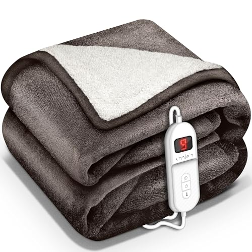 sinnlein® Manta electrica con Apagado automático | Manta térmica eléctrica con 9 Niveles de Temperatura | Manta acogedora para Cama, sofá | Cobija eléctrica con Temporizador y Pantalla Digital