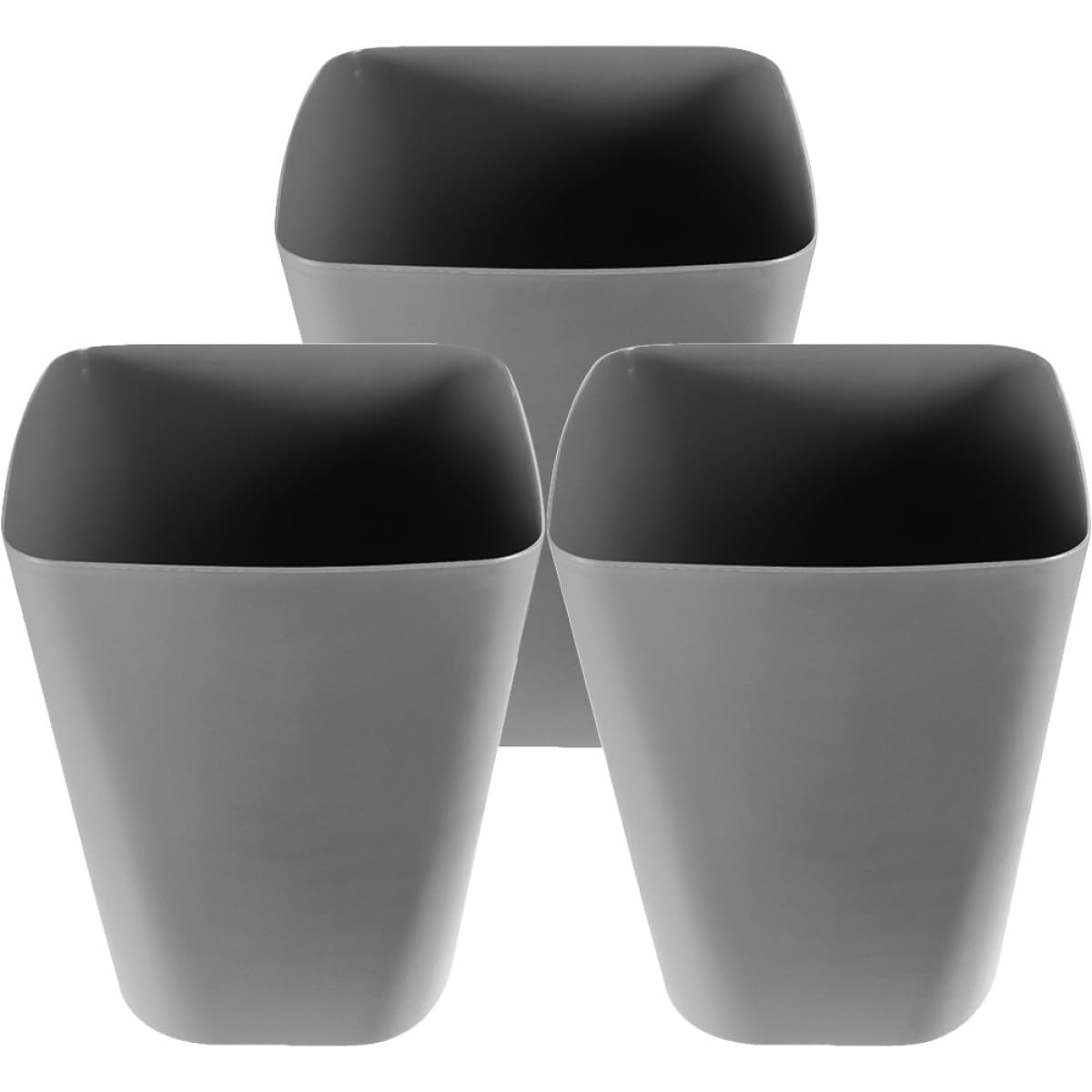 TOYANDONA 3pcs Outdoor Trash Can Waste Basket Small Gray Plastic Trash Container for Office Bathroom Bedroom Garbage Bin Storage and Organization