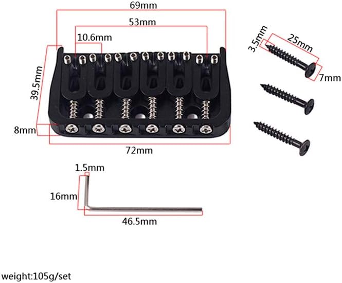 Bass Guitar Bridge 4 String with Tool Set Hardtail Saddle Bridge for Bass Guitar Parts (GA890)
