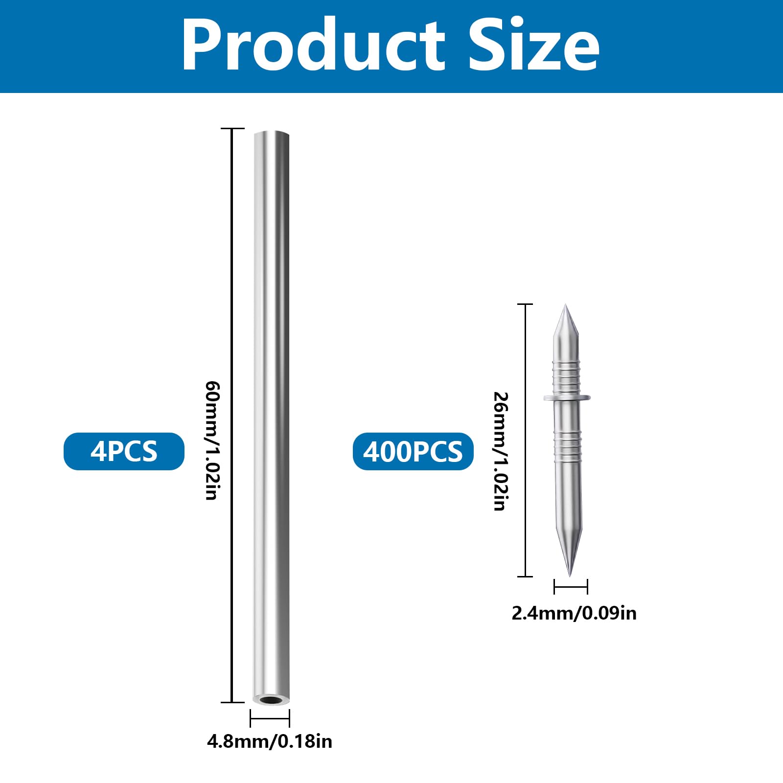 400 Pcs Clou double pointe pour plinthe bois, Clous double pointe, Clous de Plinthe sans trace, Vis sans tete invisibles pour têtes de lit et meubles en bois, avec 4 chevilles - 2