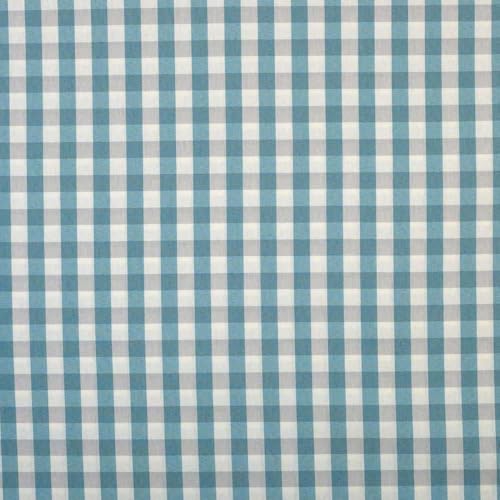 Kt KILOtela - Tela Loneta Hilo Tintado, Cuadros Vichy, Decoración, Cojines, Tapizar, Cortinas, Manteles, 100 cm Largo x 280 cm Ancho, Azul Agua, Gris, 1 Metro