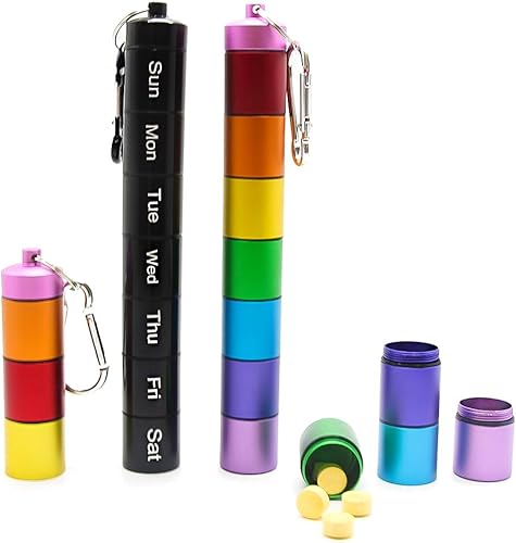 Miniatura 8 de 1 organizador de píldoras de metal arcoíris - Organizador de medicamentos compacto y duradero