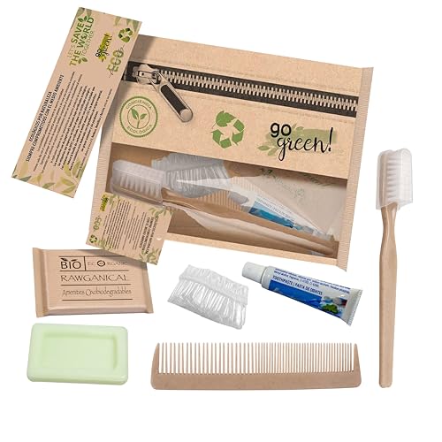 75 Ensembles de bienvenue d’hôtel 5 pièces| 100% écologique| Trousse de toilette Bio Eco| Ensemble d'hygiène personnelle d'hôtel écologique | Kit de bienvenue d’hôtel.