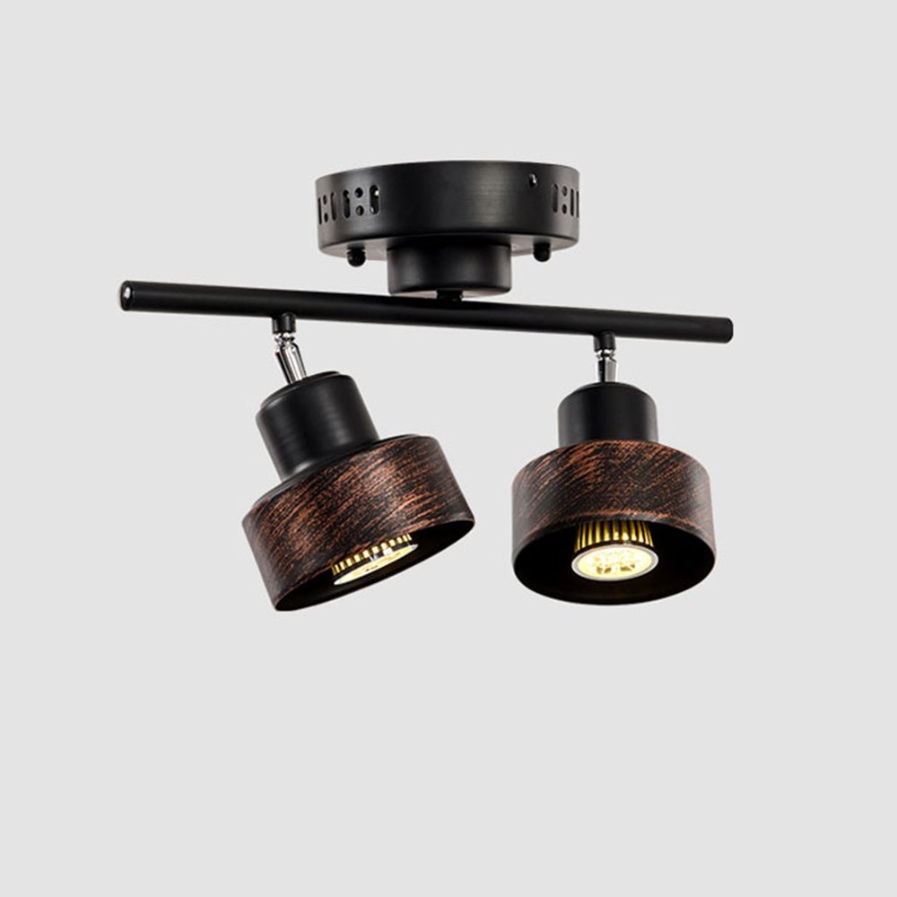 LED Vintage Eisen Deckenspot Drehbar Schwarz-Rost Deckenstrahler 2-Flammig Verstellbare Retro Wand-Lampe Decken-Leuchte Innen-Beleuchtung Laden Wohnzimmer Restaurant Decken-Spot 5W*2