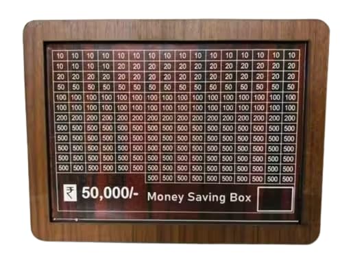 Image of 50,000 Savings Challenge Wooden Money Frame | Money Saving Box with Tracker | Motivational Piggy Bank for Home & Office Design 01