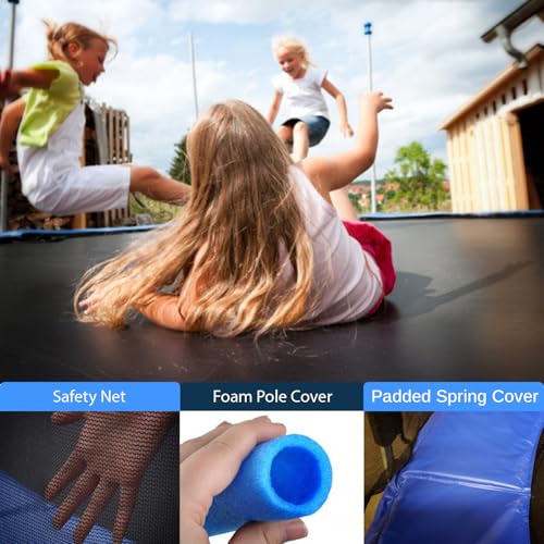 Image of Serenelife 12FT 10FT 8FT Recreational Trampolines with Enclosure Net and Ladder and Anti-Rust Coating, ASTM Approved Trampoline Outdoor for Kids and Adults Outdoor Yard Trampolines