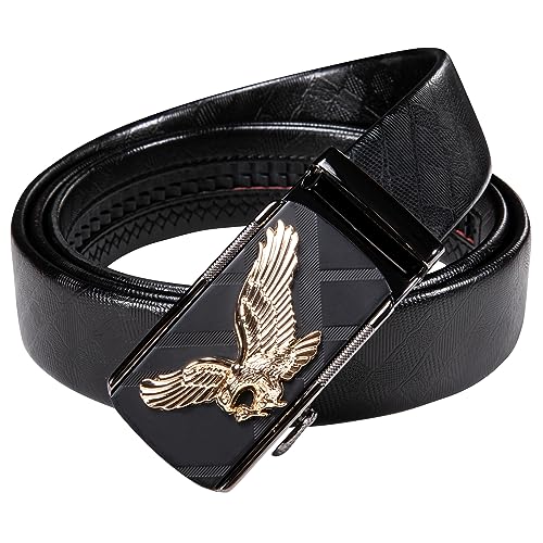 Image of Dubulle Designer Men's Belts, Ratchet Leather Sliding Buckle Dress Belt